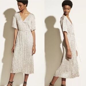 Vince Printed Plisse Satin Midi Dress Size XL